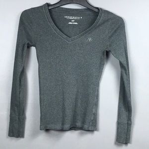Aeropostale Grey V-Neck Thermal Top
